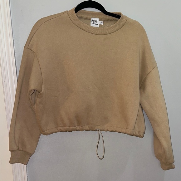 Princess Polly Tan Cropped Sweatshirt - Picture 1 of 4